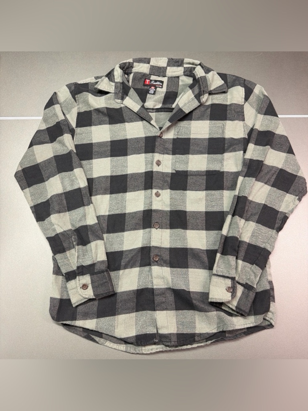 Tradition Men’s Flannel‎ Button Down Shirt Long Sleeve Black/Gray Size XL
